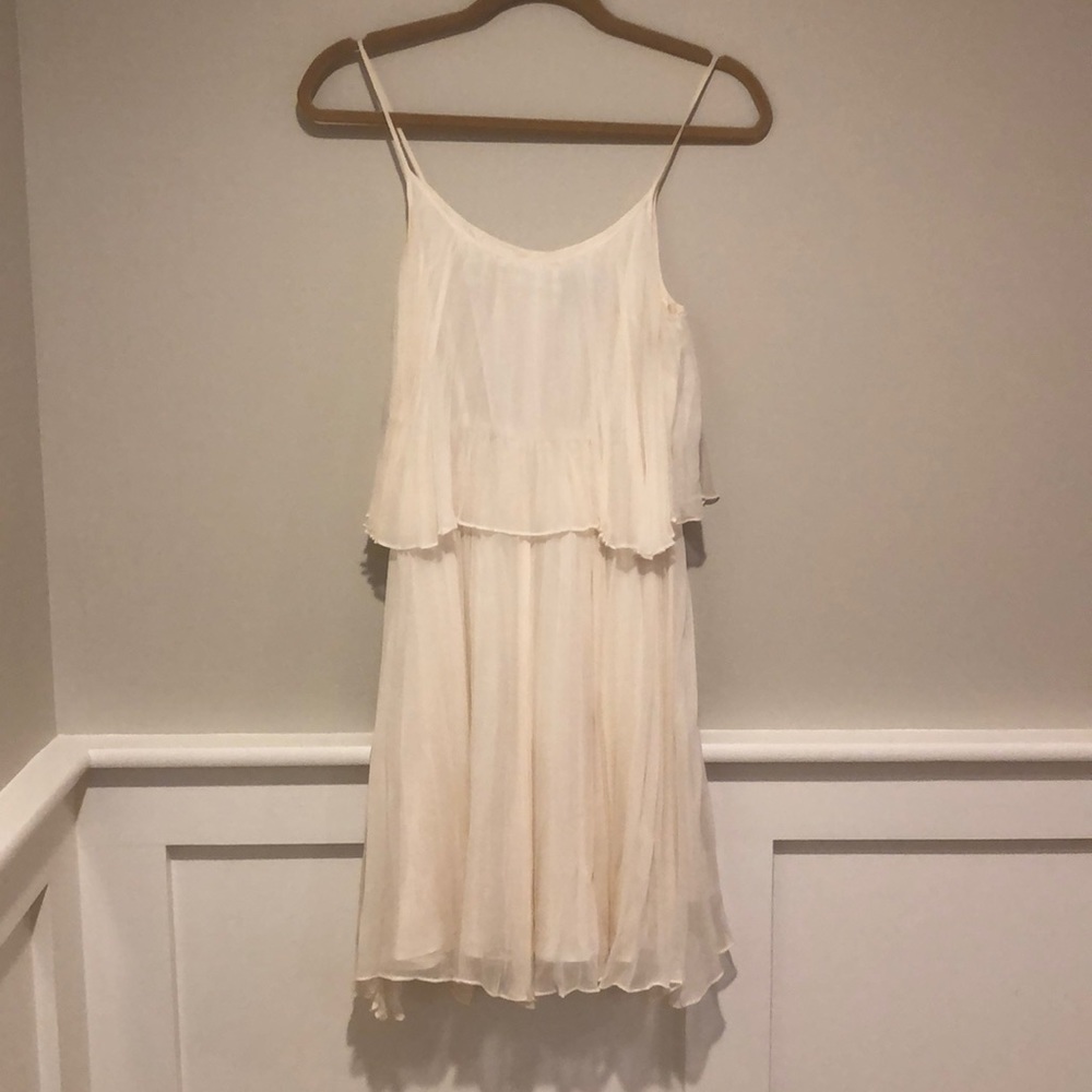 Halston Heritage Pleated Flounce Popover Dress